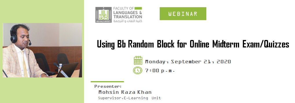 Using Bb Random Block for Online Midterm Exam / Quizzes